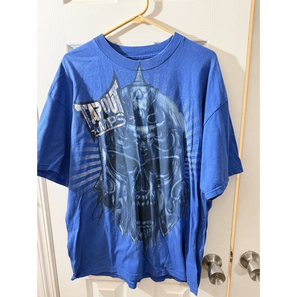Vintage Tapout T Shirt Mens Large Blue Affliction MMA Style Cyber Mall Y2K